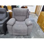 +VAT Grey upholstered Barcalounger fabric power rocker recliner with power adjustable head rest