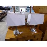 +VAT Pair of acrylic and chrome table lamp bases with rectangular shades together with further