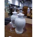 Pair of white table lamp bases
