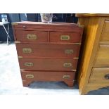 Reproduction campaign style chest of 2 over 3 drawers