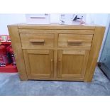 Modern light oak sideboard with 2 cupboards and 2 drawers