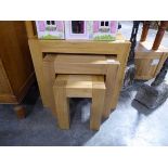 Modern light oak nest of 3 coffee tables