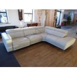 +VAT Cream leather upholstered corner sofa system with electric powered reclining