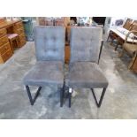 +VAT Pair of grey fabric upholstered seats on metal frames