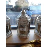 +VAT Graduated set of 3 white and gilt lanterns