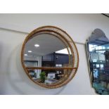 +VAT Circular mirrored back wicker shelf