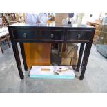 +VAT Black and gilt 3 drawer side table