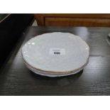 +VAT 3 boxed aged white 4 piece ceramic plate sets and 3 further example plates