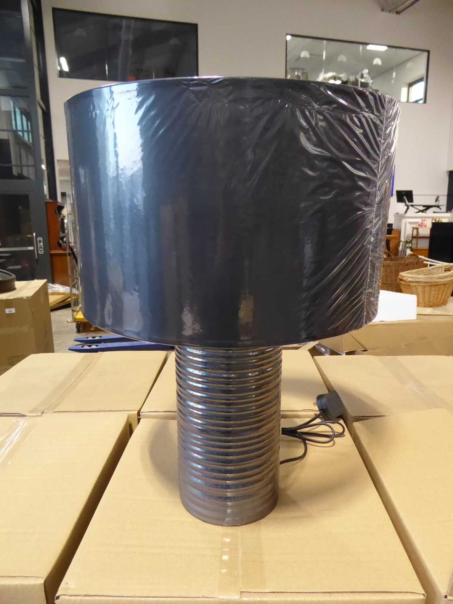 +VAT 2 black ribbed lamps, 13x62cm with shades - Image 2 of 2