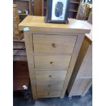 Modern light oak 5 drawer tall boy