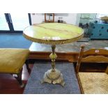 Onyx top small brass occasional table