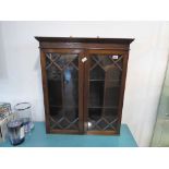 Hanging mahogany double door display cabinet