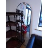 +VAT Large arch top floor standing black framed mirror