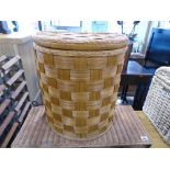 Demilune wicker laundry basket