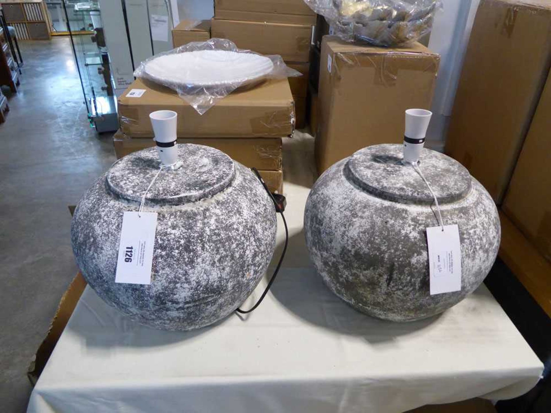 +VAT Pair of stone effect table lanterns, boxed - Image 2 of 2