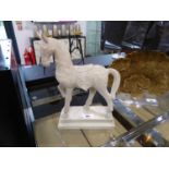 +VAT White wood finish horse on stand, boxed