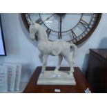 +VAT White wood finish horse on stand, boxed