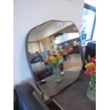 +VAT Large organically shaped wall mirror with metal rim