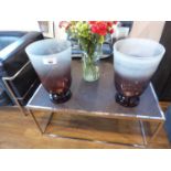 +VAT Pair of large 2 tone glass vases