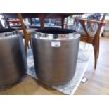 +VAT Large burnished metal and chrome drum planter