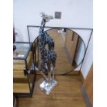 +VAT Floor standing silver coloured giraffe ornament