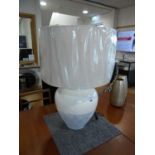 +VAT Large 2 tone porcelain table lamp with cream cylindrical shade