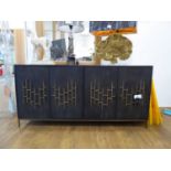 +VAT Black 4 door buffet sideboard with gilt metal door fronts