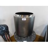 +VAT Large burnished metal and chrome drum planter