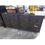 +VAT Black 4 door buffet sideboard with gilt metal door fronts