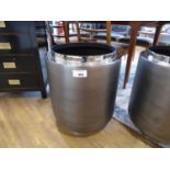 +VAT Large burnished metal and chrome drum planter