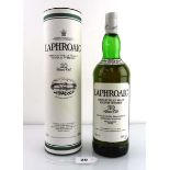 An old bottle of Laphroaig 10 year old Single Islay Malt Scotch Whisky with carton circa mid 1990'