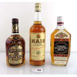 3 bottles of Blended Scotch Whisky circa 1970's/80's, 1x Chivas Regal 12 year old 75cl 26.4fl oz 43%