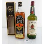 2 old bottles, 1x Bushmills Black Bush Special Old Irish Whiskey with box circa 1990's 1 litre 43% &