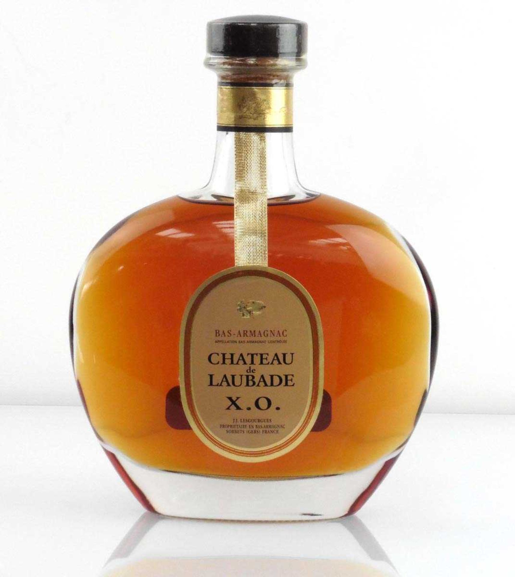 A Gift set of a bottle of Chateau de Laubade X.O. Bas Armagnac 70cl 40% with 2 glasses & box - Image 2 of 4