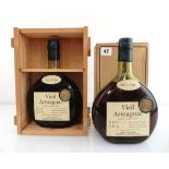 2 bottles of Jean et Philippe Aurian Hors D'Age Vieil Armagnac bottled for Jean Kalife Reserve
