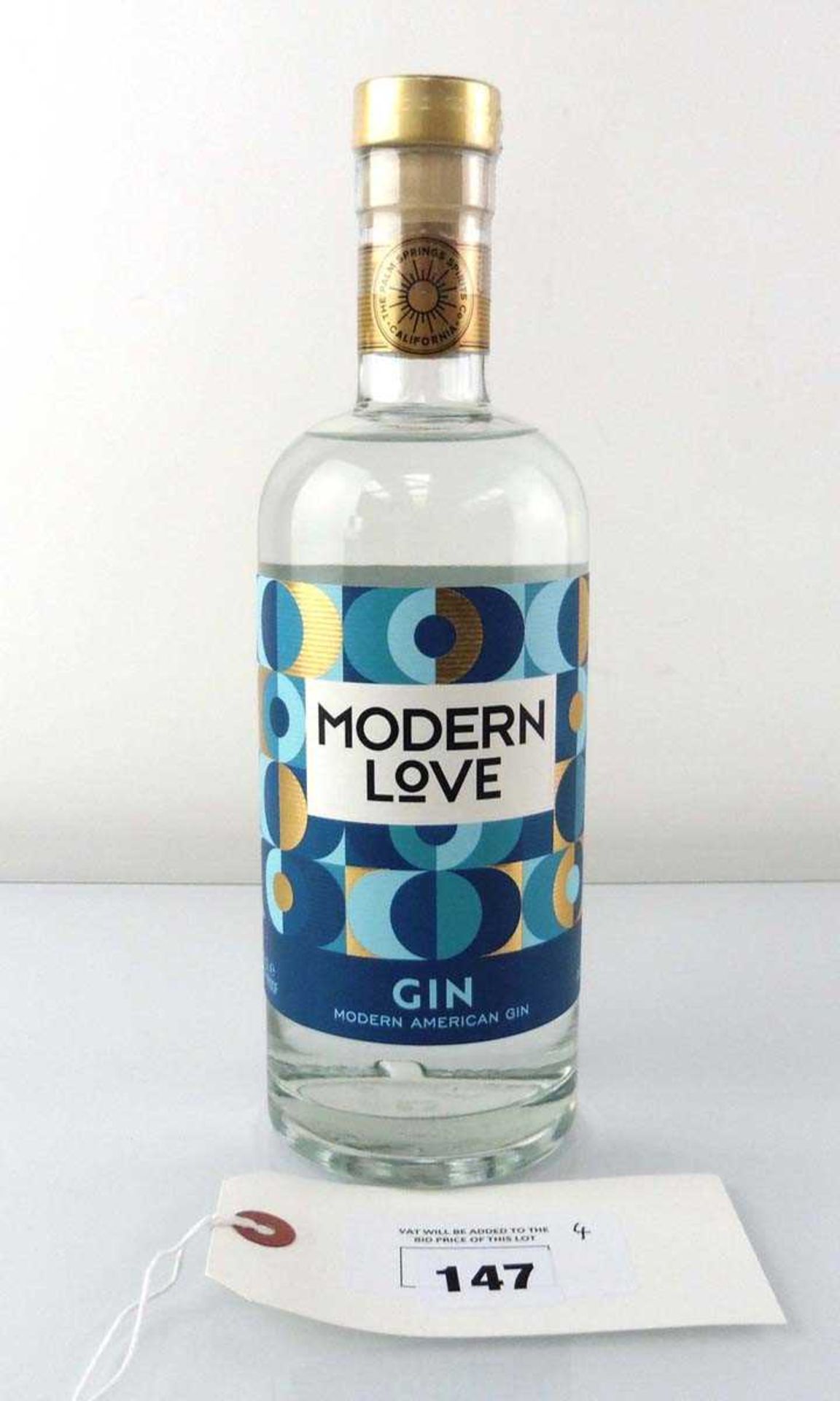 +VAT 4 bottles of Modern Love American Gin by Palm Springs Spirits Co 70cl 40% 80 proof (Note VAT