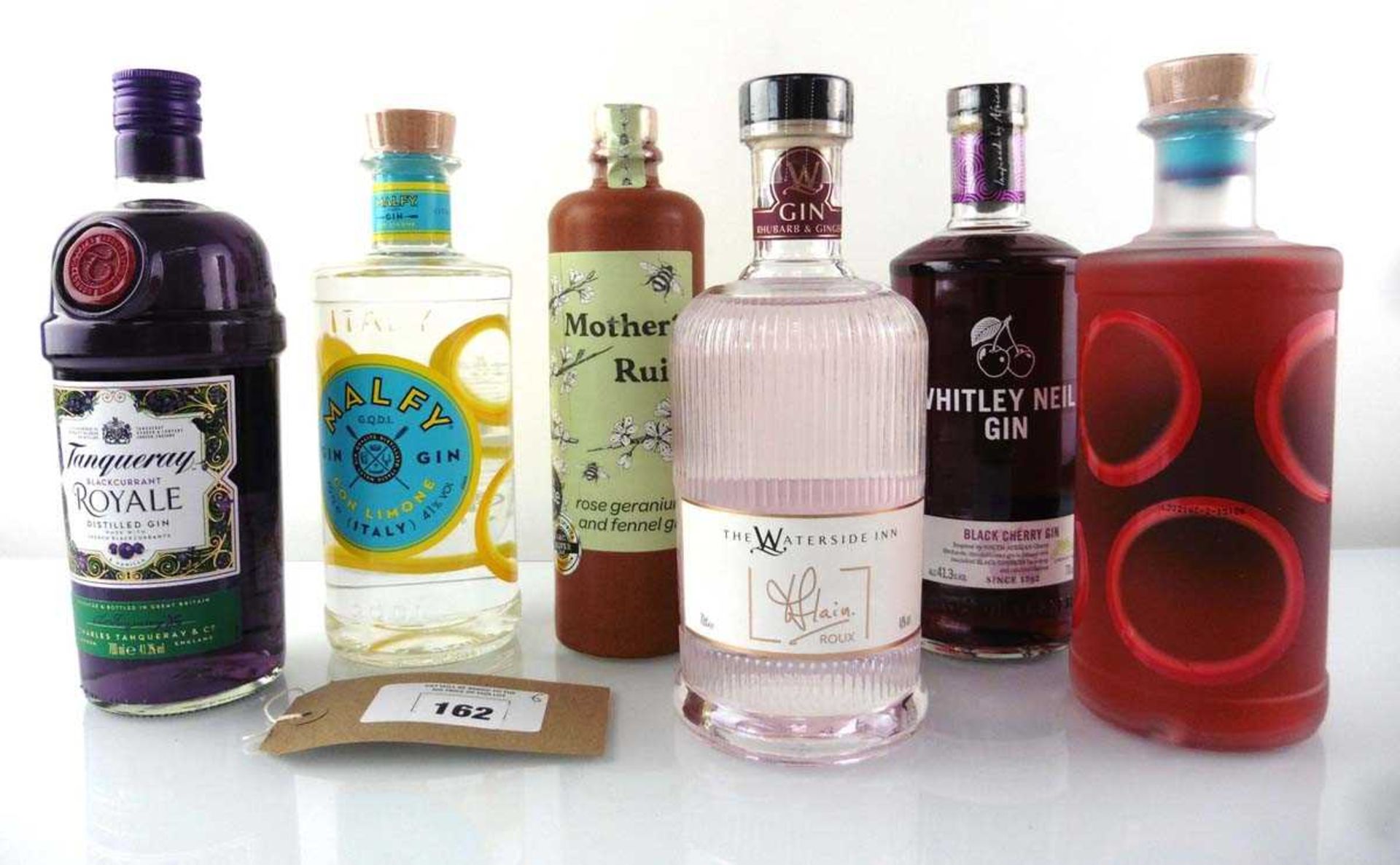 +VAT 6 bottles, 1x The Waterside Inn Alain Roux Rhubarb & Ginger Gin 70cl 40%, 1x Tanqueray