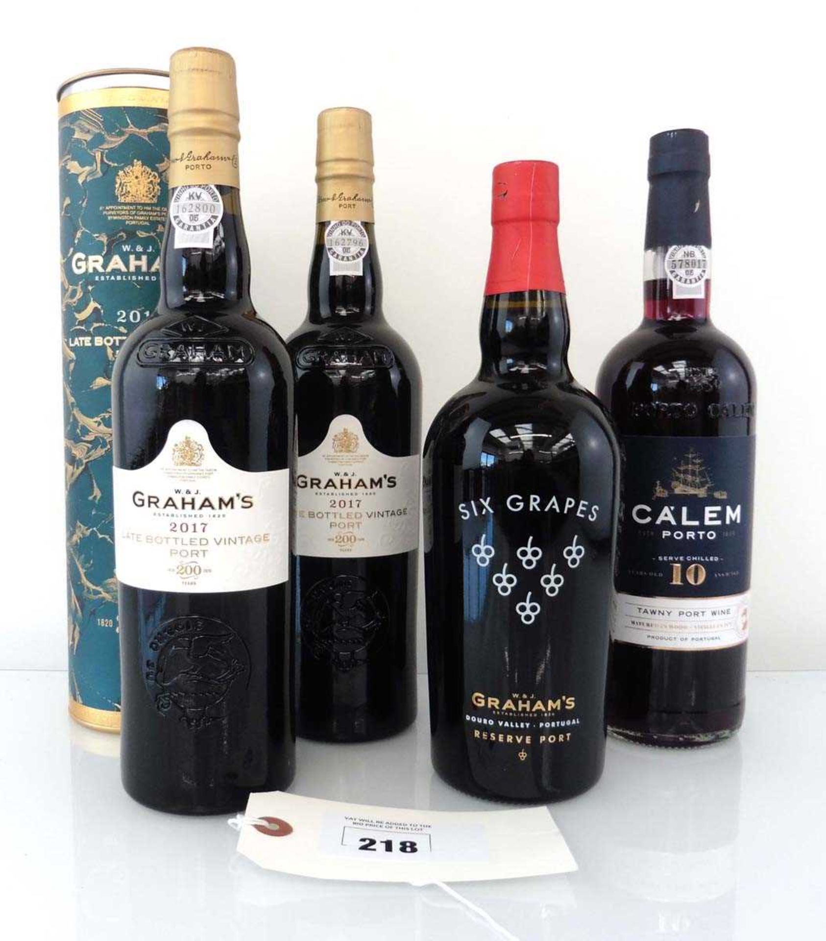 +VAT 4 bottles of Port, 2x W & J Graham's 2017 Late Bottled Vintage Port one with carton, 1x W & J