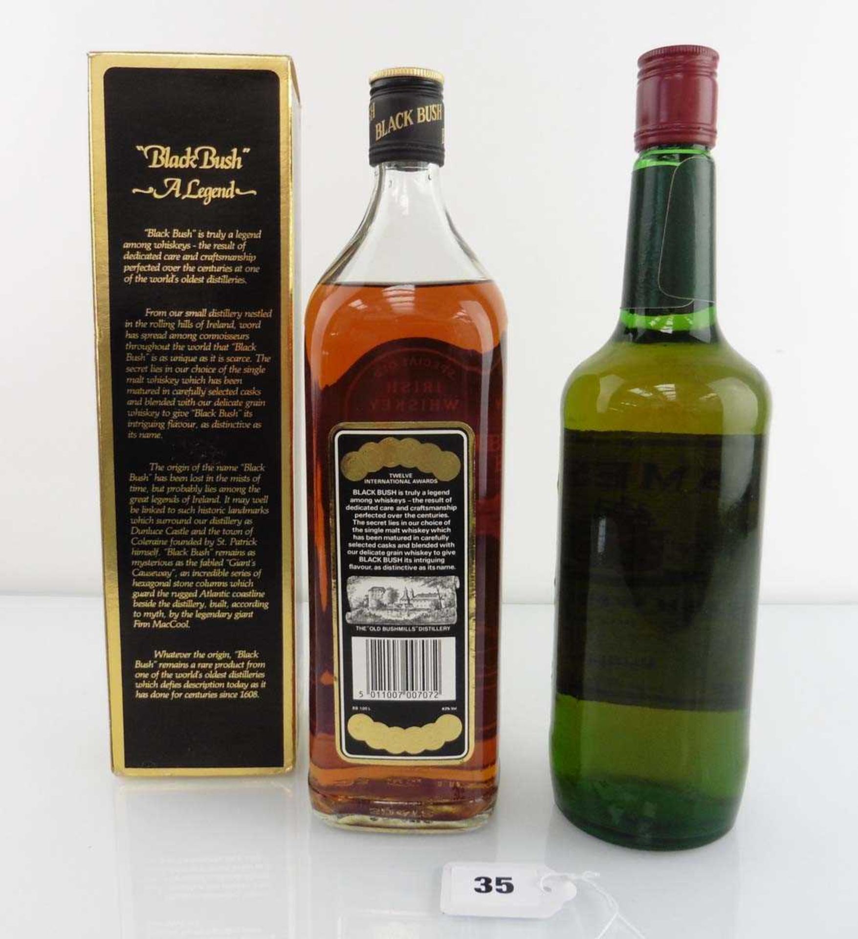 2 old bottles, 1x Bushmills Black Bush Special Old Irish Whiskey with box circa 1990's 1 litre 43% & - Image 2 of 2
