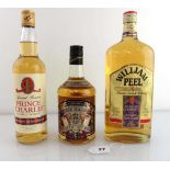 3 bottles, 1x William Peel Old Number 6 Traditional Scotch Whisky Magnum 1 litre 40%, 1x Prince