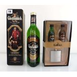 A bottle of Glenfiddich Pure Malt Scotch Whisky in Clan Sutherland tin 40% 70cl with miniatures &