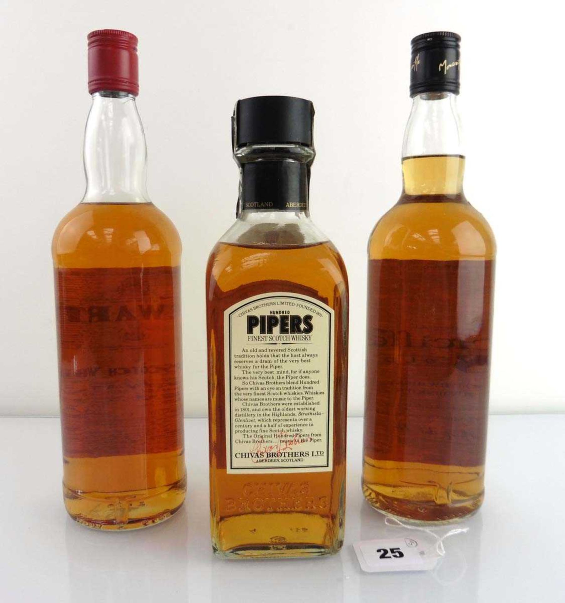 3 old bottles, 1x The Original Hundred Pipers Finest Scotch Whisky by Chivas Brother Circa 1970's - Image 2 of 2