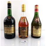 3 bottles, 1x Carriere VS Cognac 70cl 40%, 1x Three Barrels VSOP Rare old French Brandy by