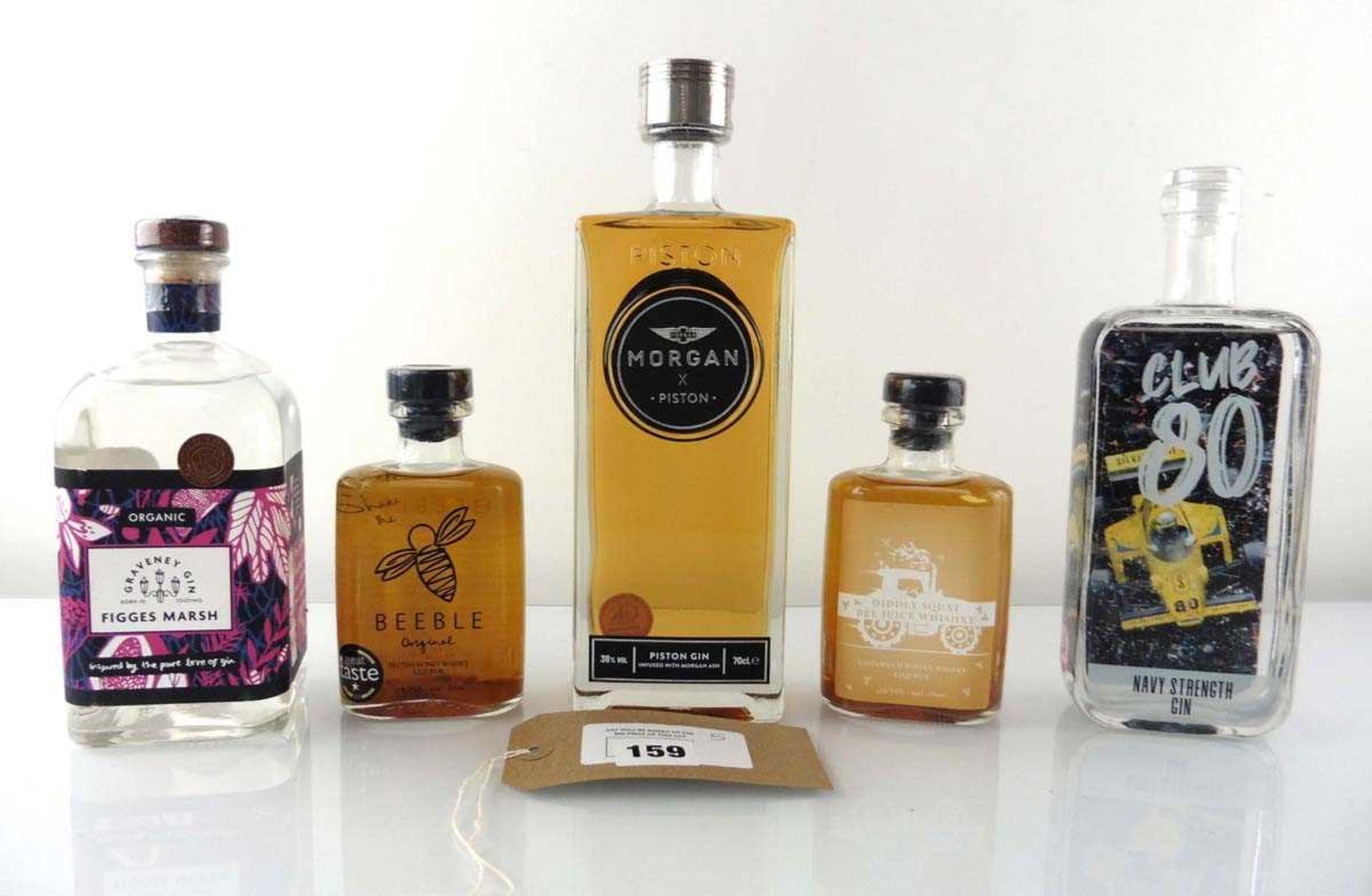 +VAT 5 assorted bottles, 1x Morgan X Piston Gin infused with Morgan Ash 70cl 38%, 1x Club 80