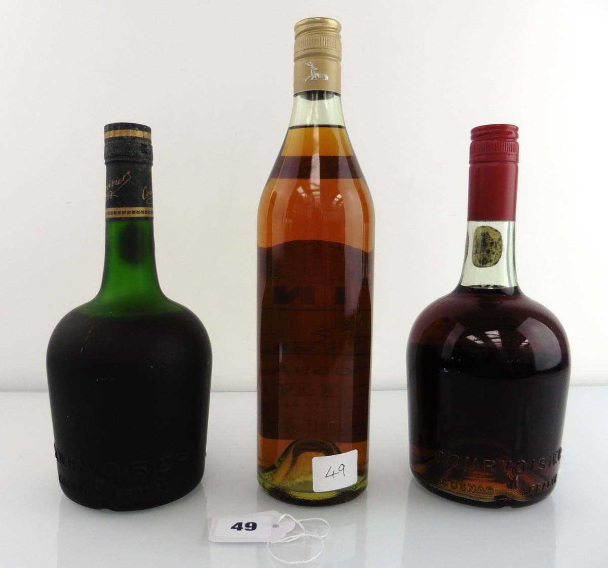 3 old bottles of Cognac circa 1960's/70's, 1x Hine 3 star 24fl oz 70 proof, 1x Courvoisier Three - Image 2 of 2
