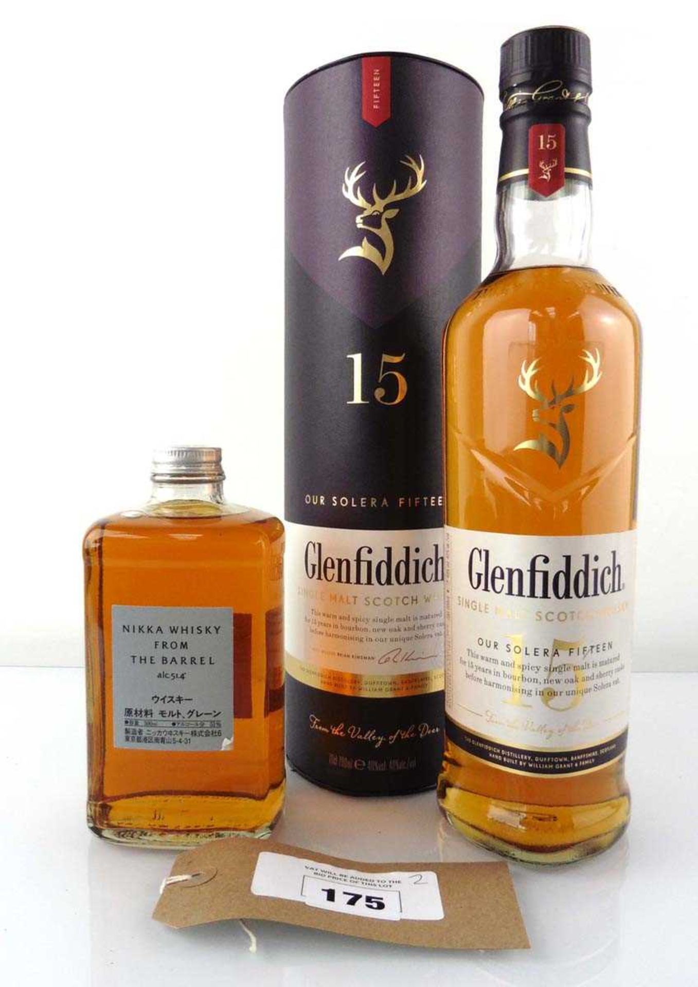 +VAT 2 bottles, 1x Glenfiddich Our Solera Fifteen Single Malt Scotch Whisky with carton 70cl 40% &