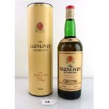 An old bottle of The Glenlivet 12 year old Unblended all Malt Scotch Whisky with carton circa 1980's