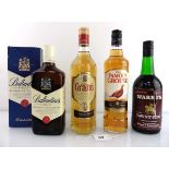 4 various bottles, 1x Ballantine's Finest Blended Scotch Whisky with box 70cl 40%, 1x The Famous