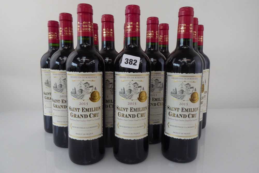 12 bottles of 2015 Saint Emilion Grand Cru Bordeaux