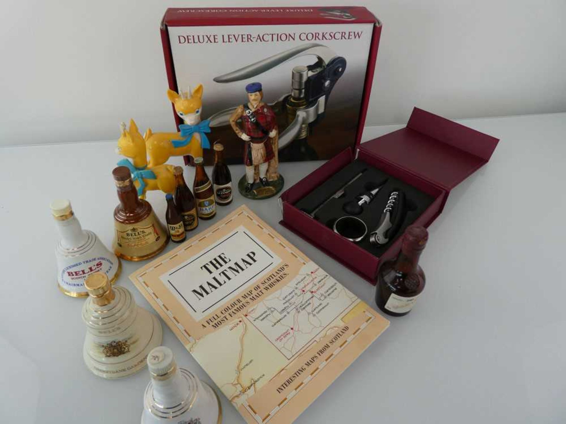 2 bar sets with corkscrews, 9 miniatures, Malt Map, Rutherfords Clan Grant decanter figure & 2 - Image 2 of 2